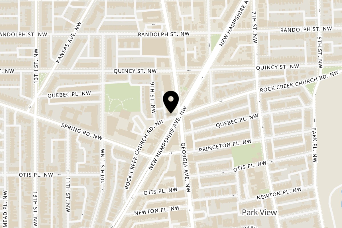Map showing the location of Two Brothers Chicken Two Brothers - DC on 3728 Georgia Ave NW in Washington